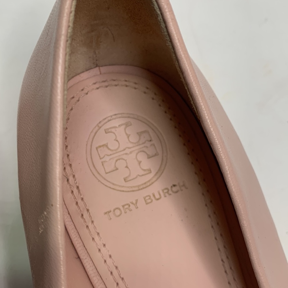 Tory Burch Rosalind Pale Pink Leather Ballet Flat with Bows S-168 Sz 7 - Picture 2 of 12